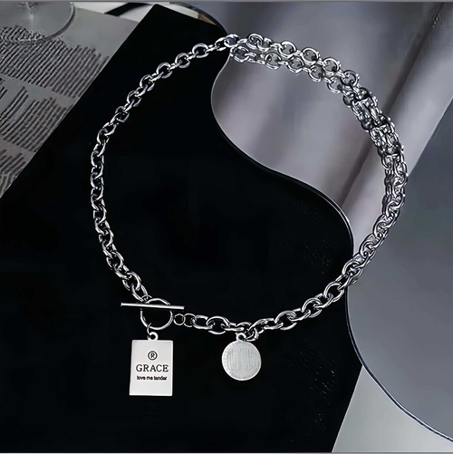 Trendy stainless steel necklace for men and women, hip-hop personality ins clavicle chain trendy hiphop