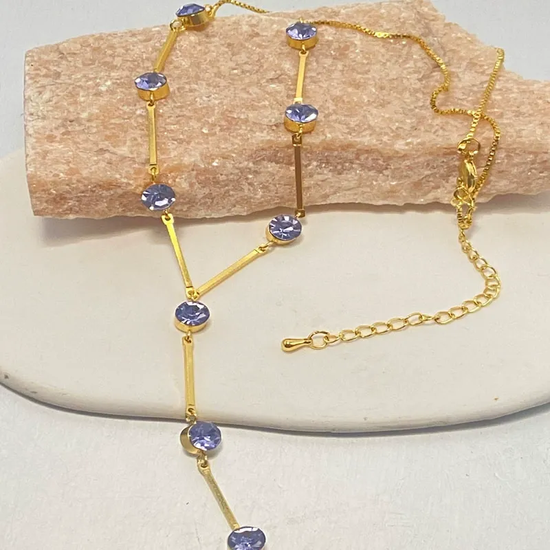 Light luxury niche design long purple sweater chain autumn and winter accessories