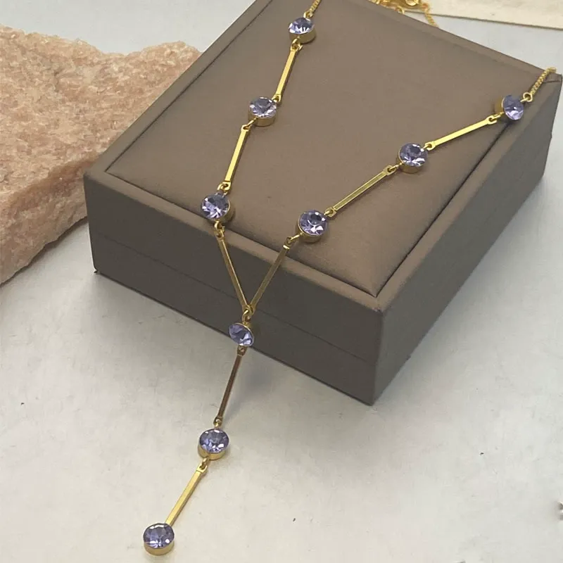 Light luxury niche design long purple sweater chain autumn and winter accessories