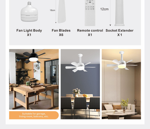 Screw-type lamp holder fan household silent fan chandelier easy to install remote control ceiling fan light electric fan light fan light（ Delivery in 3 days ）