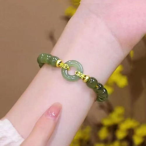 Happy event is coming, peace buckle bracelet for women, simple niche design, light luxury style, high-end imitation Hetian jade bracelet