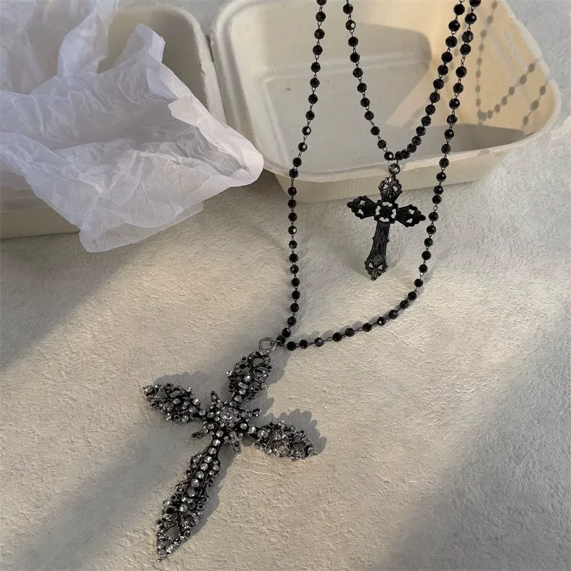 Heavy Gothic cross necklace niche y2k punk trend personality clavicle chain