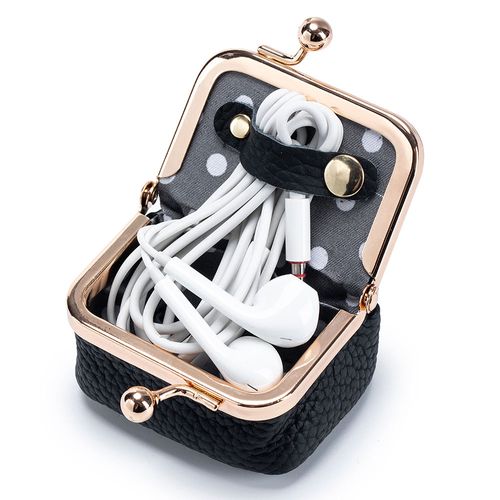 New Leather Exquisite Kiss Lock Lipstick Bag Womens Ring Jewelry Necklace Storage Bag Mini Coin Purse Female