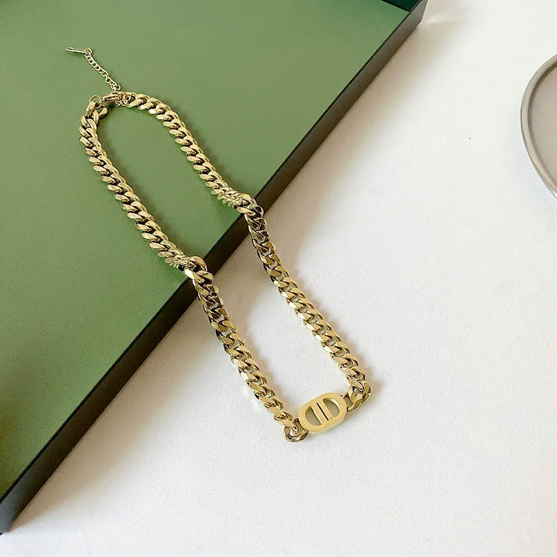 Stainless Steel Jewelry Titanium Steel Double D Clavicle Chain Unisex