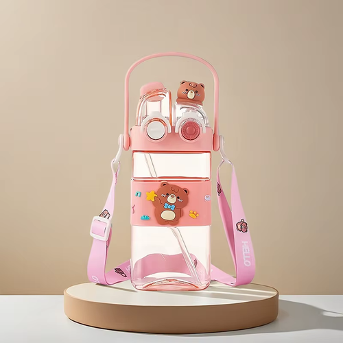 Summer Hot Sale  Large Capacity Kids Plastic Water Bottle Portable School Drinkware with Double Drink Design