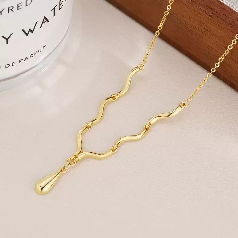 Irregular wave teardrop necklace jewelry