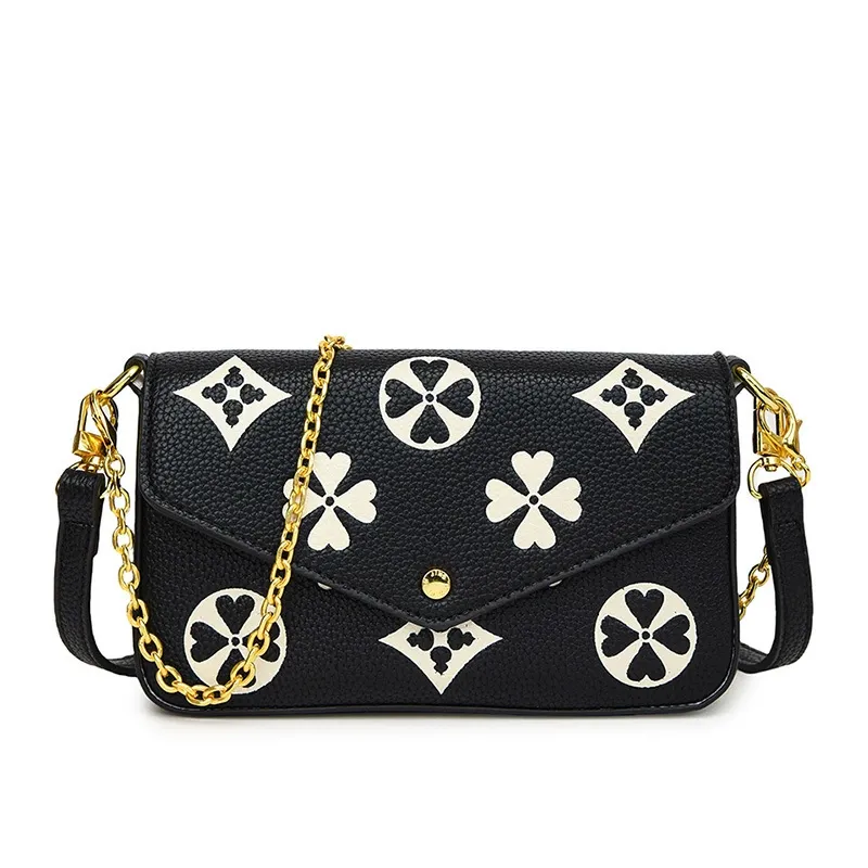 Fashion printed small square bag, shoulder and armpit three-in-one women's bag