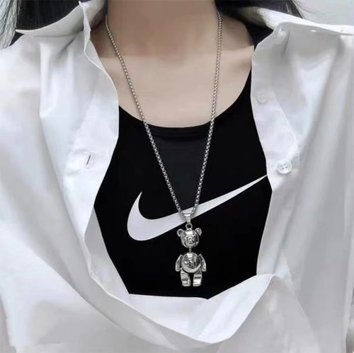 New bear necklace with movable limbs, sweater chain, no fading