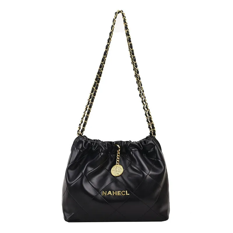 New diamond chain bag large capacity soft leather casual underarm shoulder bag