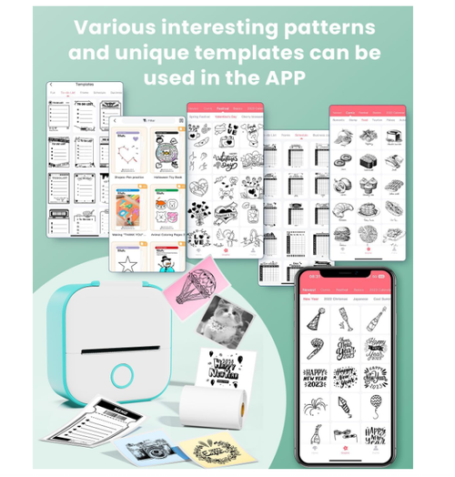 Phomemo T02 Mini Portable Thermal Printer Photo Mini Printer Sticker for Student Studying Pocket Inkless Receipt