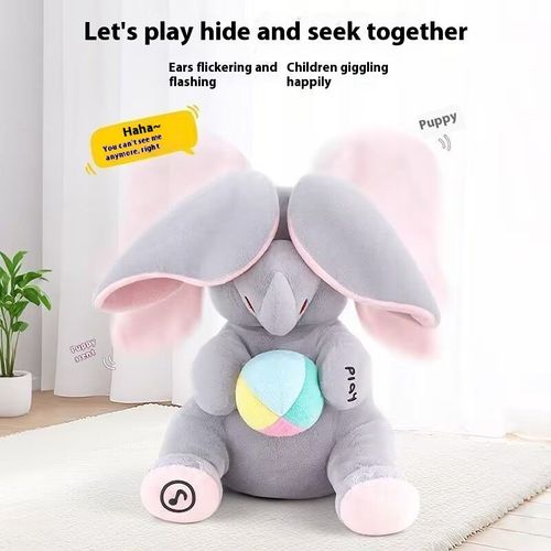 Peek-A-Boo Realistic Plush Elephant Toy for Children PP Cotton Washed Infants' Stress Relief Artifact Baby Soothing Artifact