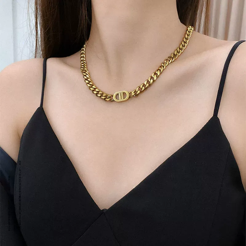 Stainless Steel Jewelry Titanium Steel Double D Clavicle Chain Unisex