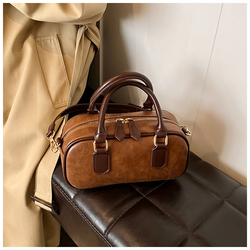 Women's handbags 2025 new autumn and winter Korean version bowling shoulder bag retro messenger bag