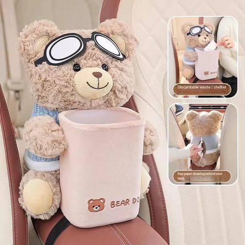 2-in-1 Car Tissue Box & Trash Can: Armrest Organizer