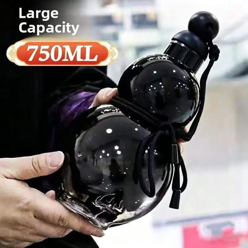 Large Capaci Gourd Aped Water Bottle Portable Plastic Cup for Men Student Travel Outdoor Cam Picnic High Aesthetic Value