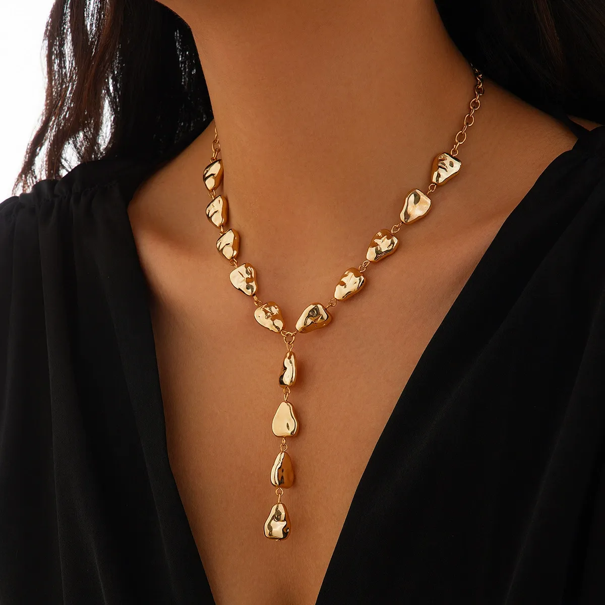 High-end jewelry Baroque irregular Y-shaped pendant clavicle chain niche necklace accessories for women