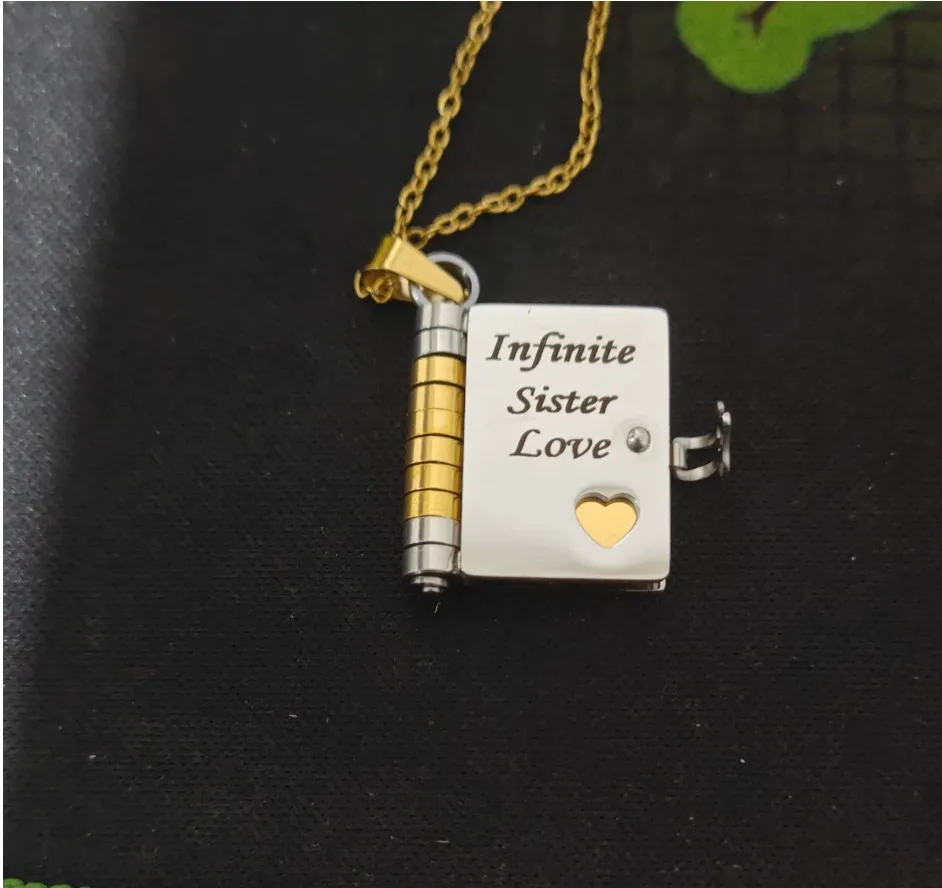 Popular book necklace that won't fade, titanium steel necklace for women