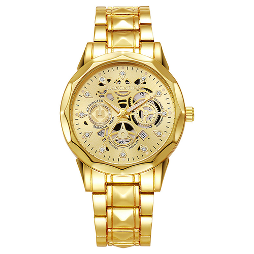 Fashionable waterproof luminous business automatic quartz embossed hollow men's watch