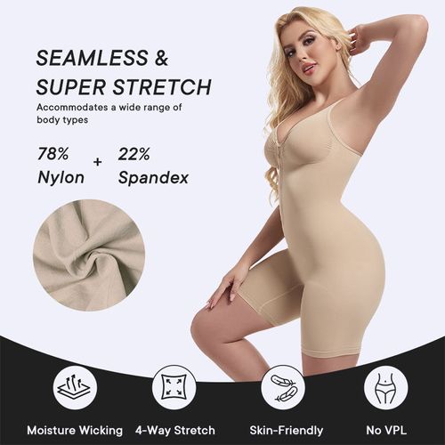 Front Zipper Tummy Control Shapewear New Seamless Shapewear Bodysuit with Zipper Strap Strong Abdomen Control Women's Underwear