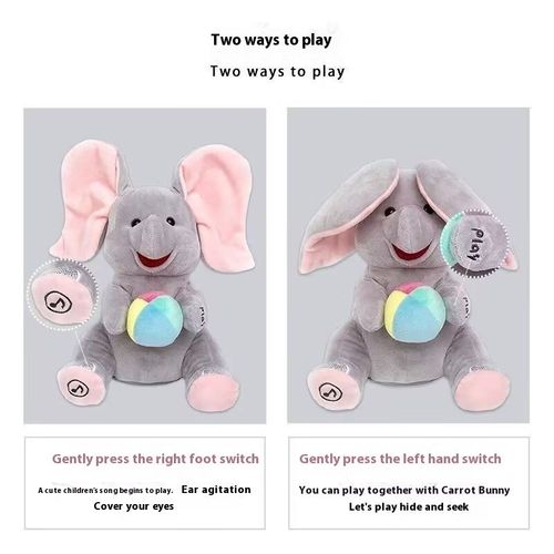 Peek-A-Boo Realistic Plush Elephant Toy for Children PP Cotton Washed Infants' Stress Relief Artifact Baby Soothing Artifact