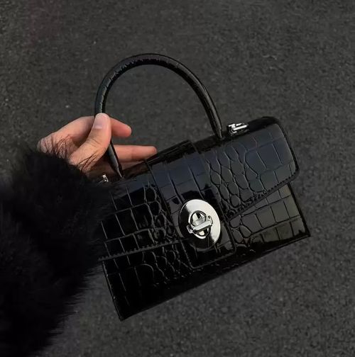 Crocodile pattern patent leather bag, high-quality textured small square handbag