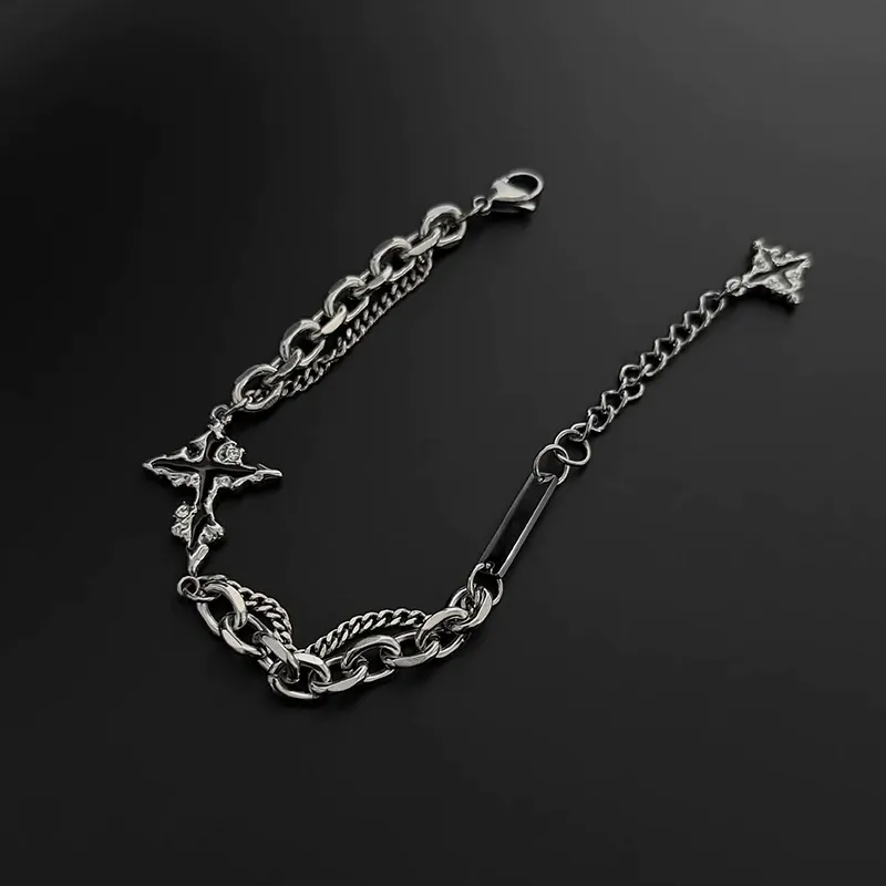 Men's dark cross bracelet American style titanium steel men's trendy
