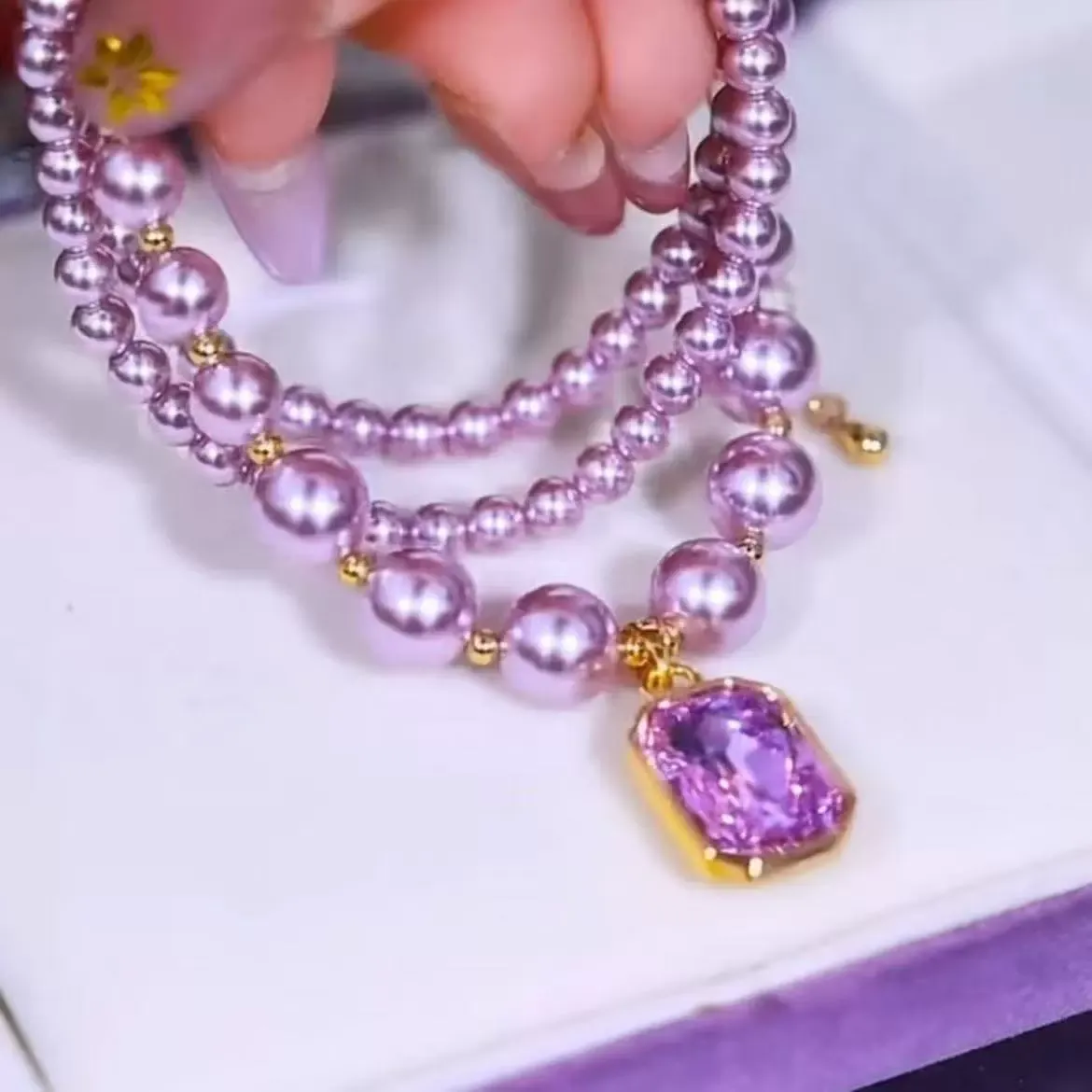 Purple Pearl Zircon Luxury Crystal Necklace