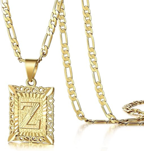 Popular letter necklace, square gold-plated NK necklace