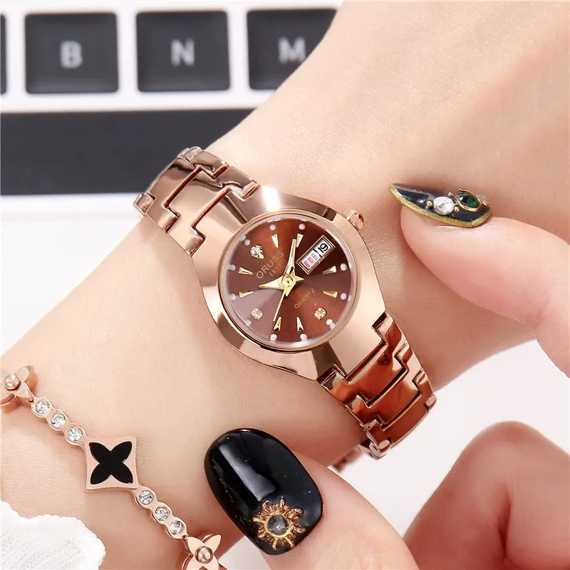 Steel strap fashionable waterproof casual personality quartz watch for women
