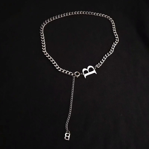 Personalized all-match letter B stainless steel necklace