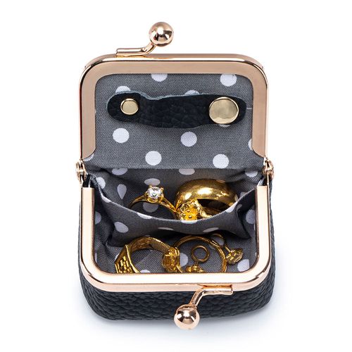 New Leather Exquisite Kiss Lock Lipstick Bag Womens Ring Jewelry Necklace Storage Bag Mini Coin Purse Female