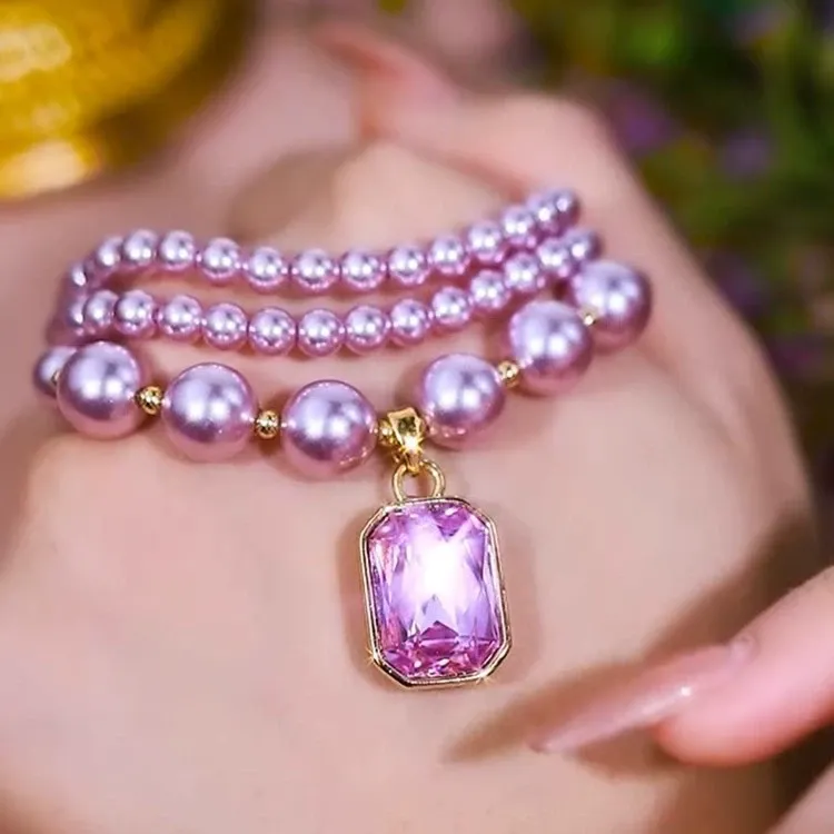 Purple Pearl Zircon Luxury Crystal Necklace