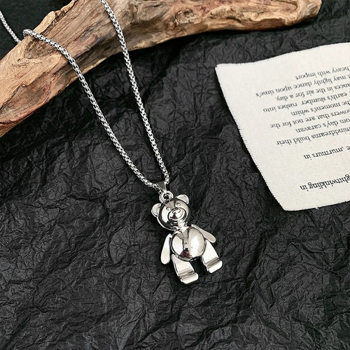 New bear necklace with movable limbs, sweater chain, no fading