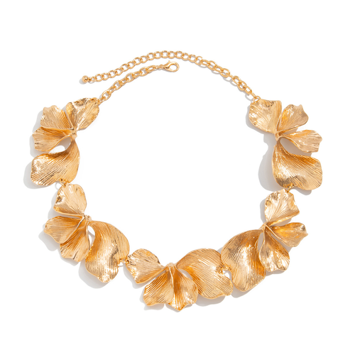 Irregular pleated petal necklace Fashion ins style metal alloy flower necklace