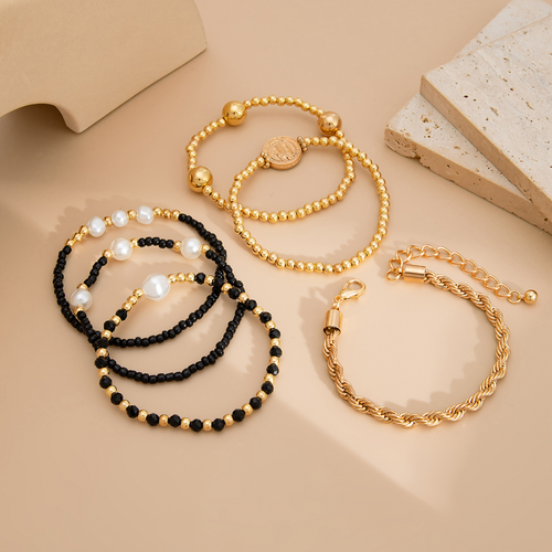 Personalized simple 6-piece bracelet set ins style rice bead bracelet