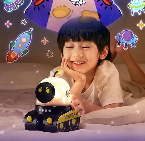 Robot Starry Sky Projector Night Light With Music USB Rechargeable Rotate LED Lamp Colorful Star Baby Gift