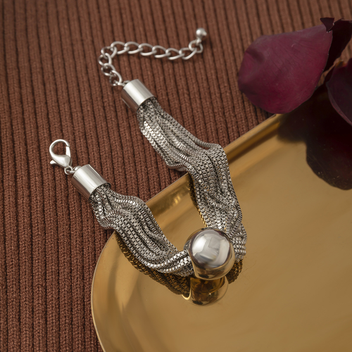 Multi-layer chain stacking necklace Simple niche geometric sphere personality necklace