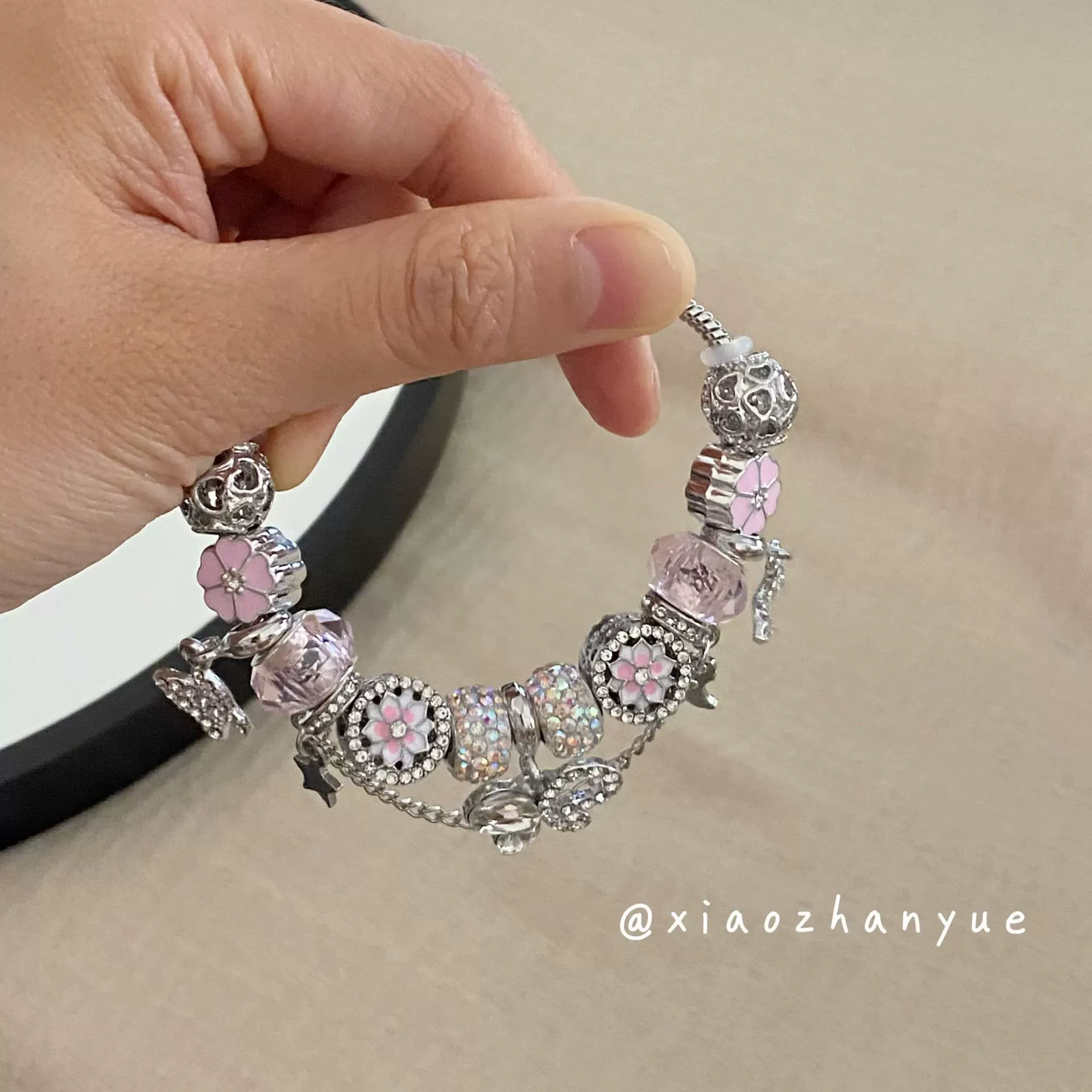 New pink oil drop heart fresh flower hot selling bracelet