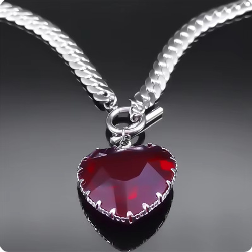 New Gothic punk red heart necklace, personalized love pendant necklace