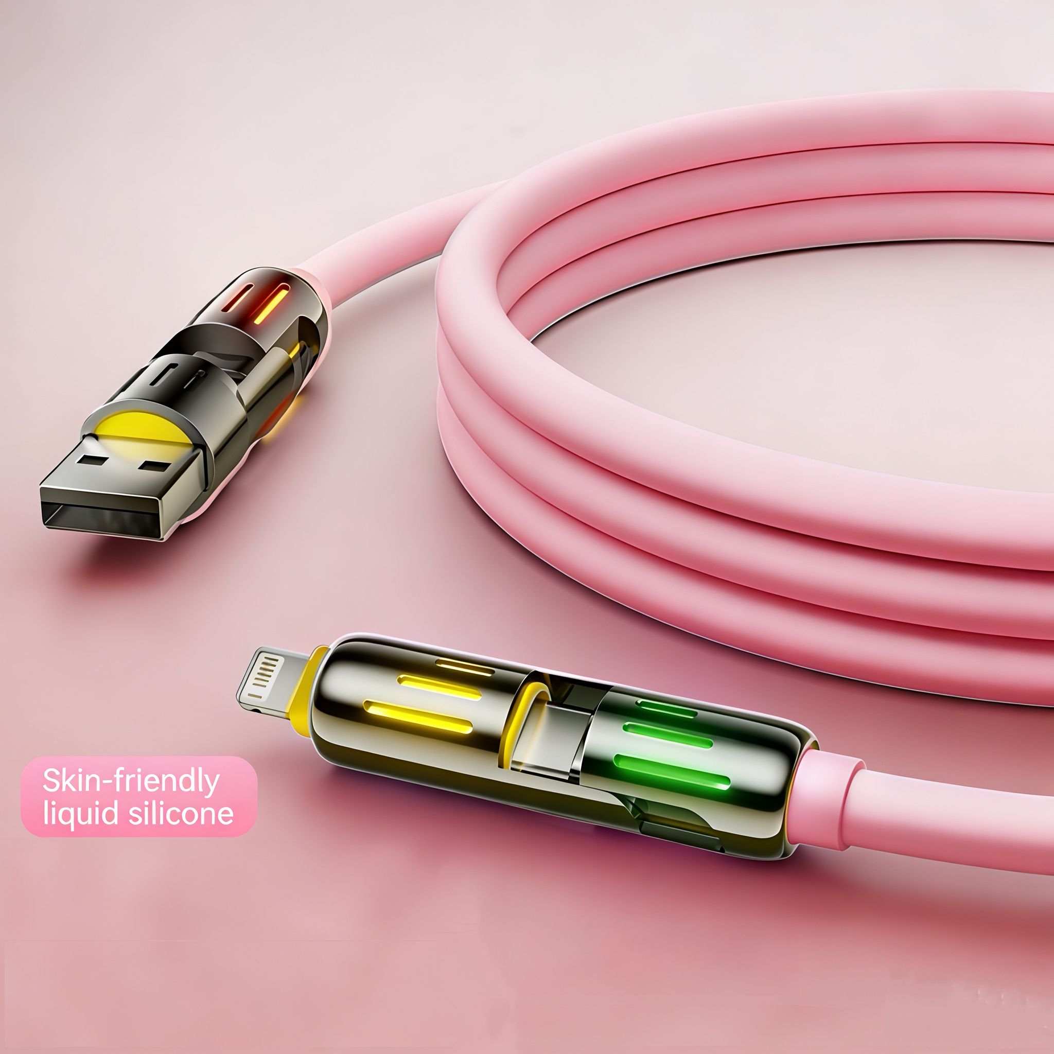 240W Super Fast LED Display USB Charger 4-in-1 Multi-Device With Rotating Elbow Type-C Mobile Phone and Printer Charger Cable