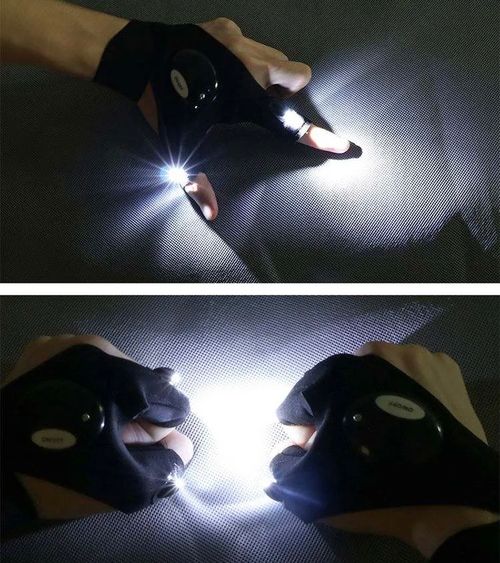 LED Half Finger Glove for Men Women Outdoor Waterproof Night Fishing Bait Cycling Running Flashlight Durable Fingerless Gloves