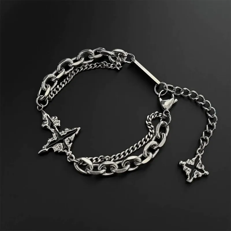Men's dark cross bracelet American style titanium steel men's trendy