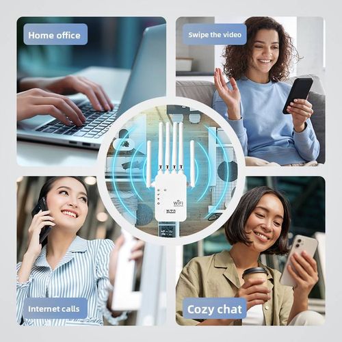 Home ultra-fast WiFi signal amplifier, 1200M WiFi extender, 6 antennas, signal booster, suitable for outdoor signal coverage in homes, rural villas, etc.