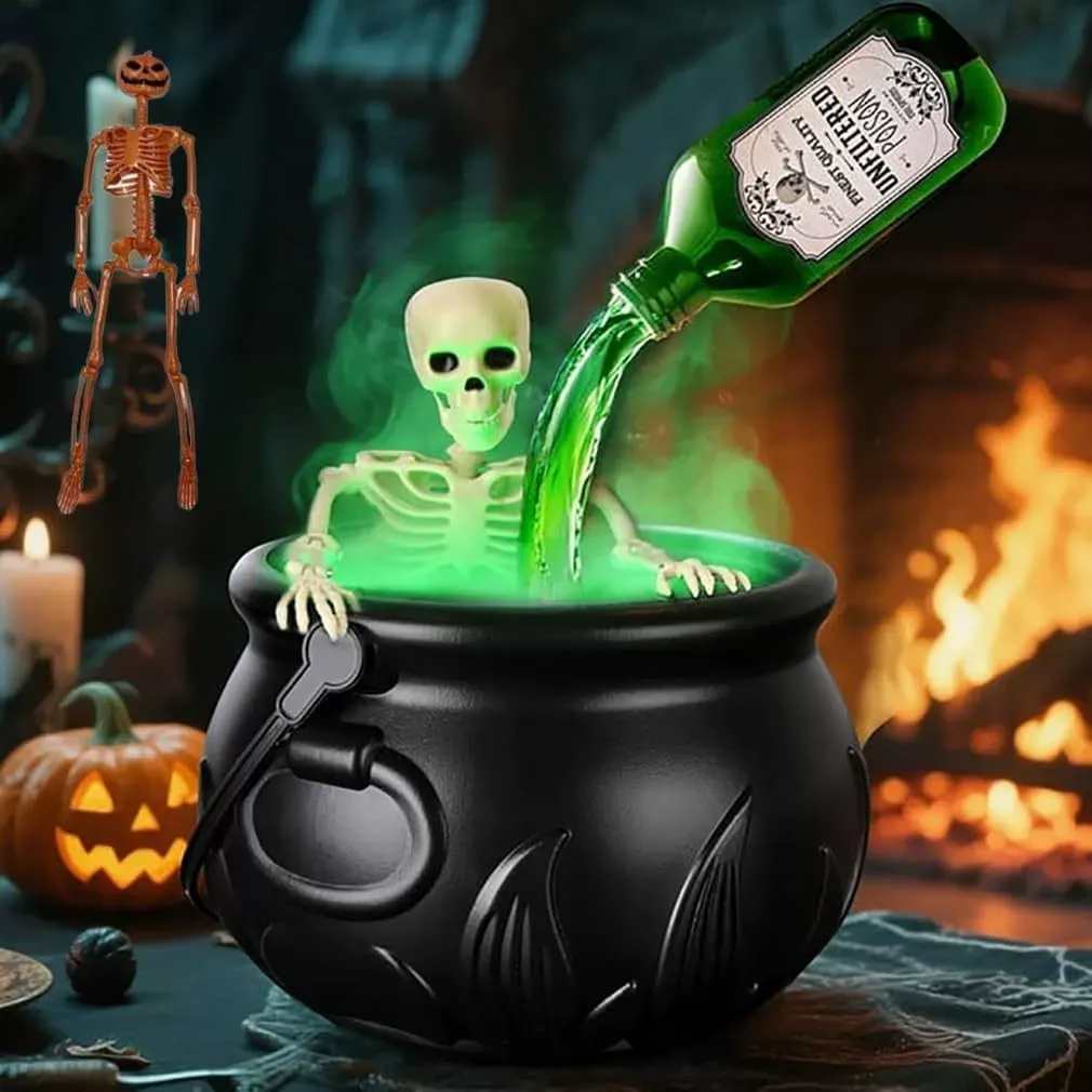 2025 Hot Halloween Skeleton Bath Decor Cauldron Diffuser Decorative Centerpiece Creative Cauldron Style for Spooky Party Home