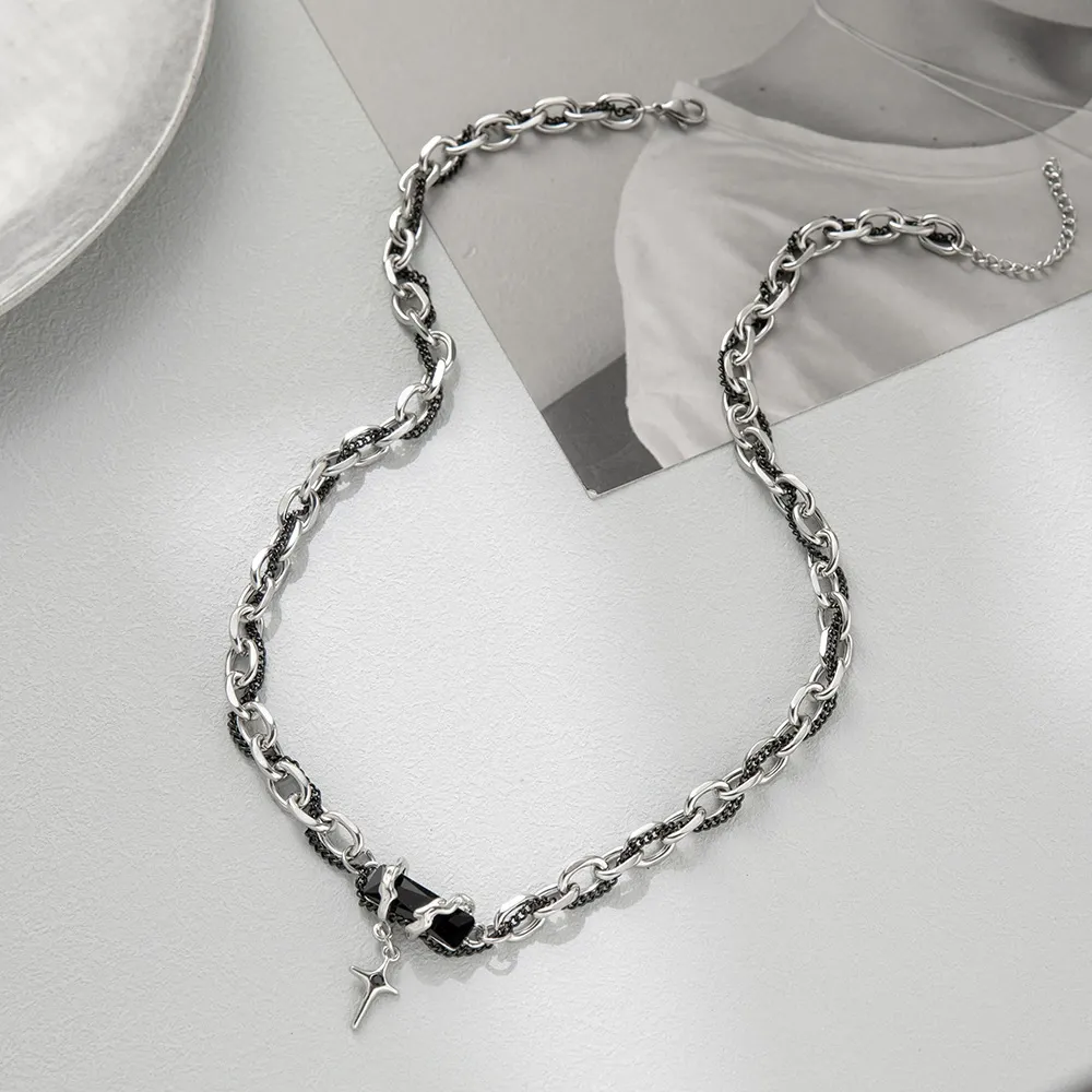 New niche design wrapped black forest pendant titanium steel couple necklace does not fade