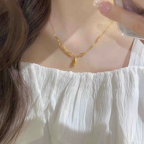 Irregular wave teardrop necklace jewelry