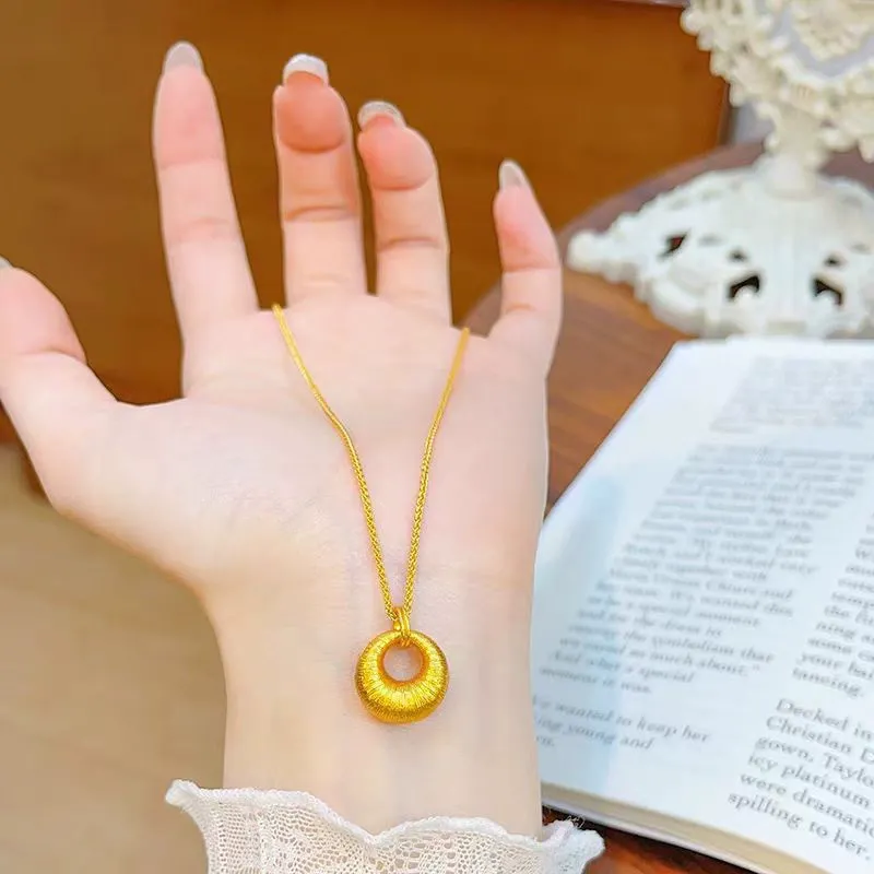 Gold-plated hollowed-out lucky bead necklace for women