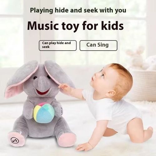 Peek-A-Boo Realistic Plush Elephant Toy for Children PP Cotton Washed Infants' Stress Relief Artifact Baby Soothing Artifact