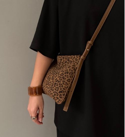 Cobidou fashionable leopard print small tote bag, 2025 new women's bag nubuck leather underarm bag