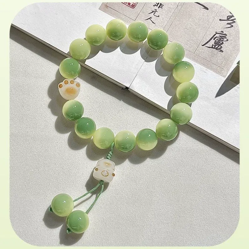 Popular cute beaded bracelet, light green bracelet, cat claw bracelet